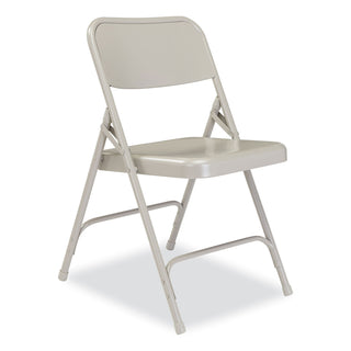 NPS® 200 Series Premium All-Steel Double Hinge Folding Chair, Supports 500 lb, 17.25" Seat Ht, Gray, 4/CT (NPS202)