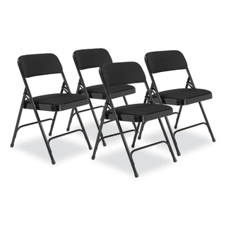 NPS® 2200 Series Fabric Dual-Hinge Folding Chair, Supports 500 lb, Midnight Black Seat/Back, Black Base,4/CT (NPS2210)