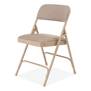 NPS® 2200 Series Deluxe Fabric Upholstered Dual-Hinge Premium Folding Chair, Supports 500lb, Cafe Beige,4/CT (NPS2201)