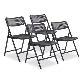 NPS® AirFlex Series Premium Poly Folding Chair, Supports 1000 lb, 17.25" Seat Ht, Black Seat/Back/Base, 4/CT (NPS1410)