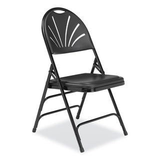 NPS® 1100 Series Fan-Back Tri-Brace Dual Hinge Folding Chair, Supports 500 lb, 17.75" Seat Ht, Black, 4/CT (NPS1110)