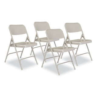 NPS® 200 Series Premium All-Steel Double Hinge Folding Chair, Supports 500 lb, 17.25" Seat Ht, Gray, 4/CT (NPS202)