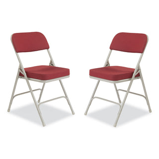 NPS® 3200 Series Premium Fabric Dual-Hinge Folding Chair, Supports 300lb, Burgundy Seat/Back, Gray Base,2/CT (NPS3218)