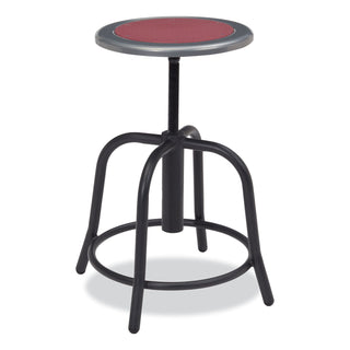 NPS® 6800 Series Height Adj Metal Seat Stool, Supports 300 lb, 18"-24" Seat Ht, Burgundy Seat, Black Base (NPS681810)