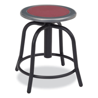 NPS® 6800 Series Height Adj Metal Seat Stool, Supports 300 lb, 18"-24" Seat Ht, Burgundy Seat, Black Base (NPS681810)