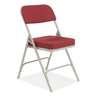 NPS® 3200 Series Premium Fabric Dual-Hinge Folding Chair, Supports 300lb, Burgundy Seat/Back, Gray Base,2/CT (NPS3218)