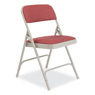 NPS® 2200 Series Fabric Dual-Hinge Premium Folding Chair, Supports 500lb, Cabernet Seat/Back,Gray Base,4/CT (NPS2208)