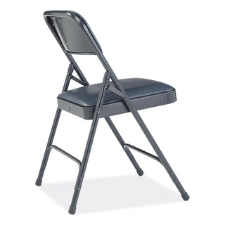 NPS® 1200 Series Vinyl Dual-Hinge Folding Chair, Supports 500 lb, 17.75" Seat Ht, Dark Midnight Blue, 4/CT (NPS1204)