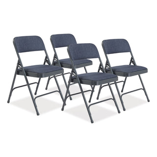 NPS® 2200 Series Fabric Dual-Hinge Folding Chair, Supports 500 lb, Royal Blue Seat/Back, Char-Blue Base,4/CT (NPS2204)