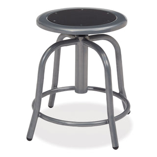 NPS® 6800 Series Height Adj Metal Seat Swivel Stool, Supports 300 lb, 18"-24" Seat Ht, Black Seat, Gray Base (NPS681002)
