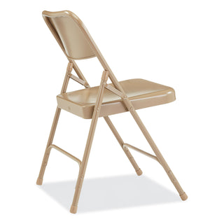 NPS® 200 Series Premium All-Steel Double Hinge Folding Chair, Supports 500 lb, 17.25" Seat Ht, Beige, 4/CT (NPS201)