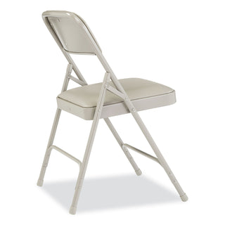 NPS® 1200 Series Premium Vinyl Dual-Hinge Folding Chair, Supports 500lb, 17.75" Seat Height, Warm Gray, 4/CT (NPS1202)