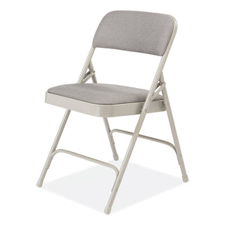NPS® 2200 Series Fabric Dual-Hinge Premium Folding Chair, Supports 500lb,Greystone Seat/Back,Gray Base,4/CT (NPS2202)