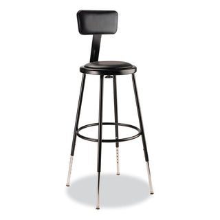 NPS® 6400 Series Height Adj Heavy Duty Vinyl Steel Stool w/Backrest, Supports 300 lb, 25"-33" Seat Ht, Black (NPS6424HB10)