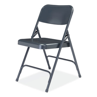 NPS® 200 Series Premium All-Steel Double Hinge Folding Chair, Supports 500 lb, 17.25" Seat Ht, Blue, 4/CT (NPS204)