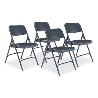 NPS® 200 Series Premium All-Steel Double Hinge Folding Chair, Supports 500 lb, 17.25" Seat Ht, Blue, 4/CT (NPS204)