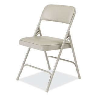 NPS® 1200 Series Premium Vinyl Dual-Hinge Folding Chair, Supports 500lb, 17.75" Seat Height, Warm Gray, 4/CT (NPS1202)