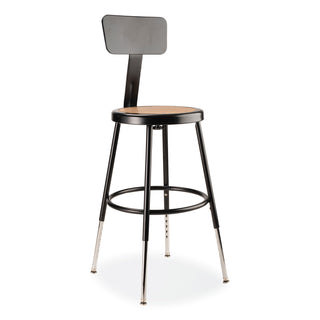 NPS® 6200 Series 19"-27" Height Adj Heavy-Duty Stool w/Backrest, Supports 500 lb, Masonite Seat/Black Base (NPS6218HB10)