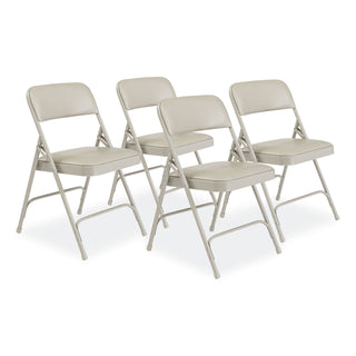 NPS® 1200 Series Premium Vinyl Dual-Hinge Folding Chair, Supports 500lb, 17.75" Seat Height, Warm Gray, 4/CT (NPS1202)