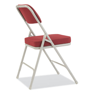 NPS® 3200 Series Premium Fabric Dual-Hinge Folding Chair, Supports 300lb, Burgundy Seat/Back, Gray Base,2/CT (NPS3218)