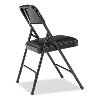 NPS® 1200 Series Premium Vinyl Dual-Hinge Folding Chair, Supports 500 lb, 17.75" Seat Ht, Caviar Black, 4/CT (NPS1210)