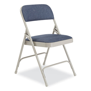 NPS® 2200 Series Fabric Dual-Hinge Premium Folding Chair, Supports 500 lb, Blue Seat/Back, Gray Base, 4/CT (NPS2205)
