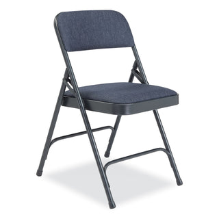 NPS® 2200 Series Fabric Dual-Hinge Folding Chair, Supports 500 lb, Royal Blue Seat/Back, Char-Blue Base,4/CT (NPS2204)