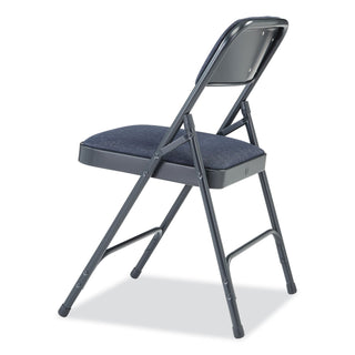 NPS® 2200 Series Fabric Dual-Hinge Folding Chair, Supports 500 lb, Royal Blue Seat/Back, Char-Blue Base,4/CT (NPS2204)
