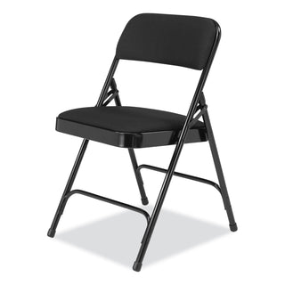 NPS® 2200 Series Fabric Dual-Hinge Folding Chair, Supports 500 lb, Midnight Black Seat/Back, Black Base,4/CT (NPS2210)