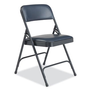 NPS® 1200 Series Vinyl Dual-Hinge Folding Chair, Supports 500 lb, 17.75" Seat Ht, Dark Midnight Blue, 4/CT (NPS1204)