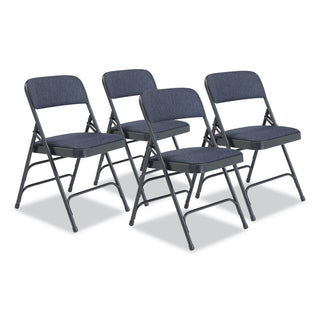 NPS® 2300 Series Deluxe Fabric Upholstered Triple Brace Folding Chair, Supports 500 lb, Imperial Blue, 4/CT (NPS2304)