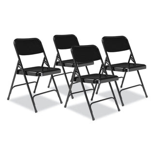 NPS® 200 Series Premium All-Steel Double Hinge Folding Chair, Supports 500 lb, 17.25" Seat Ht, Black, 4/CT (NPS210)