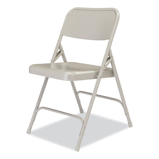 NPS® 200 Series Premium All-Steel Double Hinge Folding Chair, Supports 500 lb, 17.25" Seat Ht, Gray, 4/CT (NPS202)