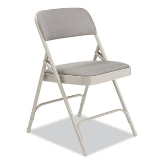 NPS® 2200 Series Fabric Dual-Hinge Premium Folding Chair, Supports 500lb,Greystone Seat/Back,Gray Base,4/CT (NPS2202)