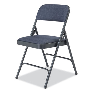 NPS® 2200 Series Fabric Dual-Hinge Folding Chair, Supports 500 lb, Royal Blue Seat/Back, Char-Blue Base,4/CT (NPS2204)