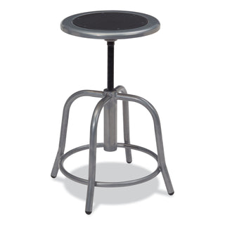 NPS® 6800 Series Height Adj Metal Seat Swivel Stool, Supports 300 lb, 18"-24" Seat Ht, Black Seat, Gray Base (NPS681002)