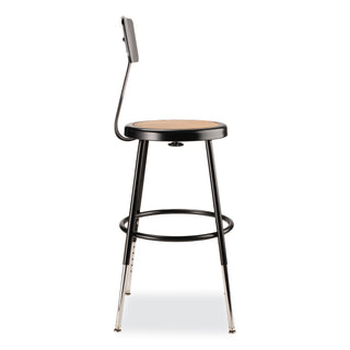 NPS® 6200 Series 19"-27" Height Adj Heavy-Duty Stool w/Backrest, Supports 500 lb, Masonite Seat/Black Base (NPS6218HB10)