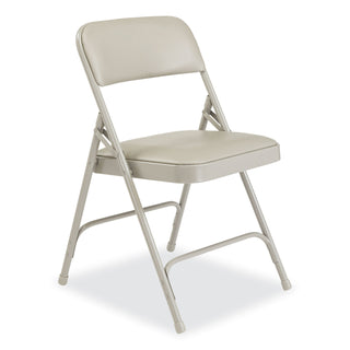 NPS® 1200 Series Premium Vinyl Dual-Hinge Folding Chair, Supports 500lb, 17.75" Seat Height, Warm Gray, 4/CT (NPS1202)