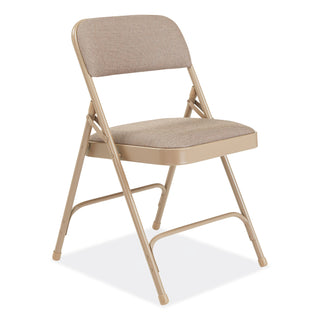 NPS® 2200 Series Deluxe Fabric Upholstered Dual-Hinge Premium Folding Chair, Supports 500lb, Cafe Beige,4/CT (NPS2201)