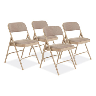 NPS® 2200 Series Deluxe Fabric Upholstered Dual-Hinge Premium Folding Chair, Supports 500lb, Cafe Beige,4/CT (NPS2201)