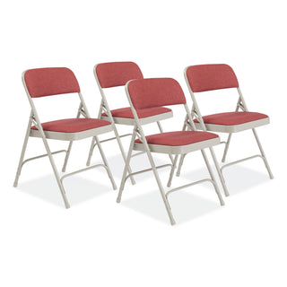 NPS® 2200 Series Fabric Dual-Hinge Premium Folding Chair, Supports 500lb, Cabernet Seat/Back,Gray Base,4/CT (NPS2208)