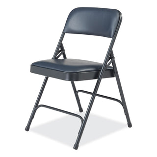 NPS® 1200 Series Vinyl Dual-Hinge Folding Chair, Supports 500 lb, 17.75" Seat Ht, Dark Midnight Blue, 4/CT (NPS1204)