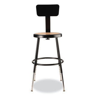 NPS® 6200 Series 19"-27" Height Adj Heavy-Duty Stool w/Backrest, Supports 500 lb, Masonite Seat/Black Base (NPS6218HB10)