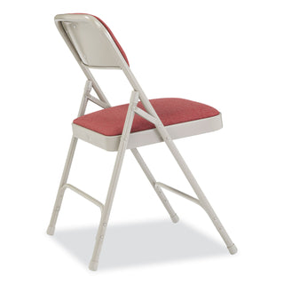 NPS® 2200 Series Fabric Dual-Hinge Premium Folding Chair, Supports 500lb, Cabernet Seat/Back,Gray Base,4/CT (NPS2208)