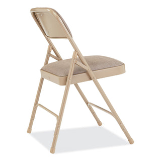 NPS® 2200 Series Deluxe Fabric Upholstered Dual-Hinge Premium Folding Chair, Supports 500lb, Cafe Beige,4/CT (NPS2201)