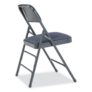 NPS® 2300 Series Deluxe Fabric Upholstered Triple Brace Folding Chair, Supports 500 lb, Imperial Blue, 4/CT (NPS2304)