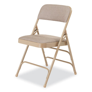 NPS® 2300 Series Fabric Triple Brace Double Hinge Premium Folding Chair, Supports 500 lb, Cafe Beige, 4/CT (NPS2301)