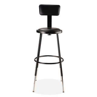 NPS® 6400 Series Height Adj Heavy Duty Vinyl Steel Stool w/Backrest, Supports 300 lb, 25"-33" Seat Ht, Black (NPS6424HB10)