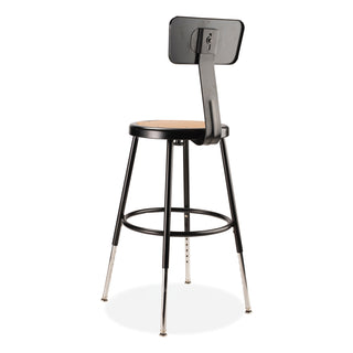 NPS® 6200 Series 19"-27" Height Adj Heavy-Duty Stool w/Backrest, Supports 500 lb, Masonite Seat/Black Base (NPS6218HB10)