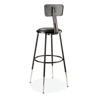 NPS® 6400 Series Height Adj Heavy Duty Vinyl Steel Stool w/Backrest, Supports 300 lb, 25"-33" Seat Ht, Black (NPS6424HB10)